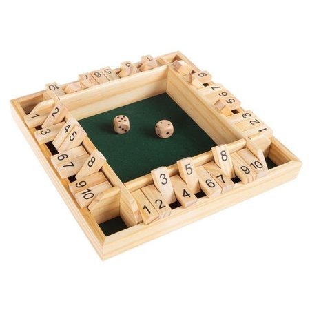 HEY PLAY Hey Play 80-HCH-SHUT4 Shut The Box Game-Classic 10 Number Wooden Set with Dice Included-Old Fashioned 80-HCH-SHUT4